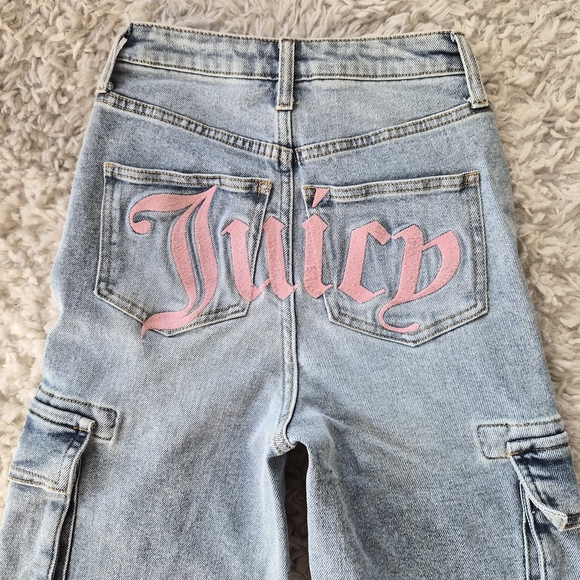 NWOT Juicy Couture Y2K Cargo Jeans w/ Pink Logo Back Pockets | Size 0 / 24 - Picture 3 of 16